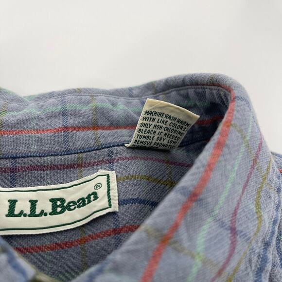 L.L. Bean Vintage 100% Cotton Button Down Shirt Long Sleeve 80s Large Tall - Picture 8 of 9